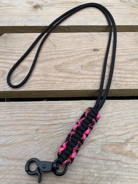 Fløjtesnor, Cobra flettet Black / Rosa Noche